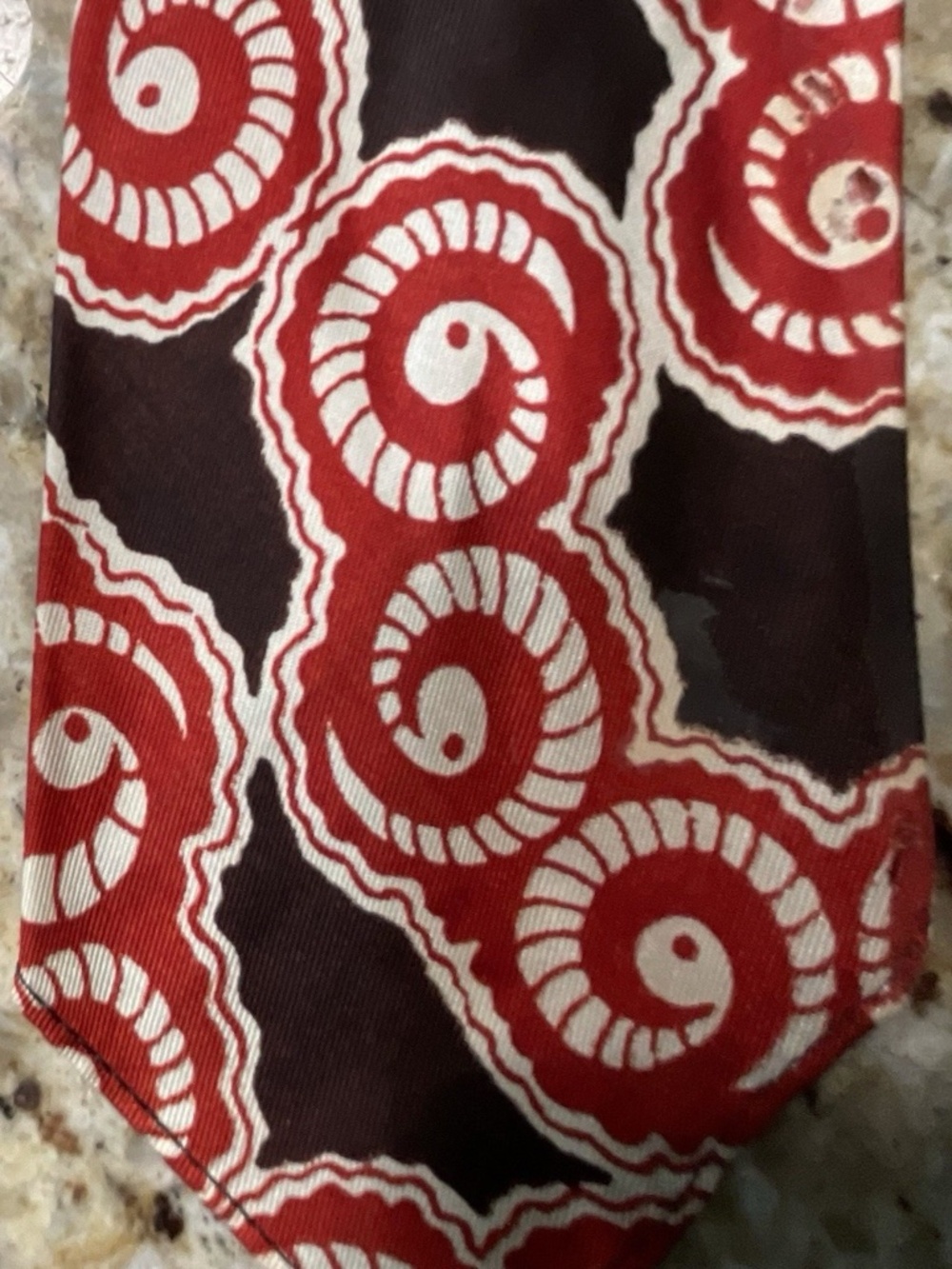 Share Vintage Hecht Co Dark Brown, Burnt Orange Cream Swirl Necktie Tie Cravat